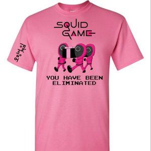 Unisex Squid Game Dalgona Short Sleeve T-Shirt ELIMINATED Design Halloween